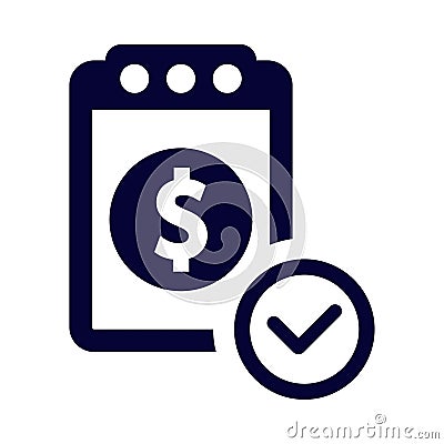 dollar, loan, bills paid statement icon Vector Illustration