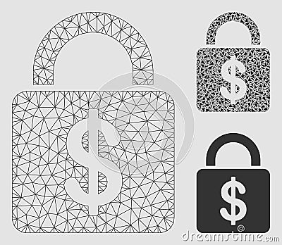 Dollar Lock Vector Mesh Network Model and Triangle Mosaic Icon Vector Illustration