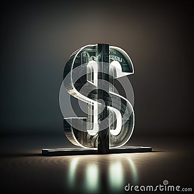 Dollar logo. Floor lamp in the form of a dollar sign. The image of the dollar for the exchanger. Icon for website. Stock Photo