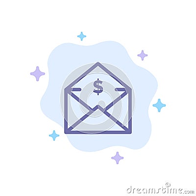 Dollar, Mail, Money, Money-Order Blue Icon on Abstract Cloud Background Vector Illustration