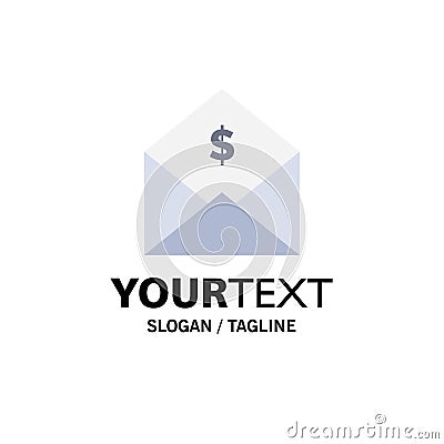 Dollar, Mail, Money, Money-Order Business Logo Template. Flat Color Vector Illustration