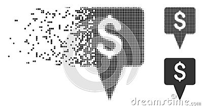 Dollar Map Pointer Dissolving Pixel Halftone Icon Vector Illustration