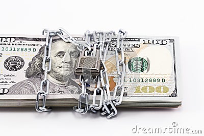 Dollar and metal chain Stock Photo