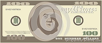 100 dollar. Money bill icons. Detailed currency banknotes. Vector Cartoon Illustration