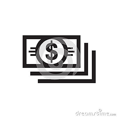 Dollar money - black icon on white background vector illustration for website, mobile application, presentation, infographic. Vector Illustration