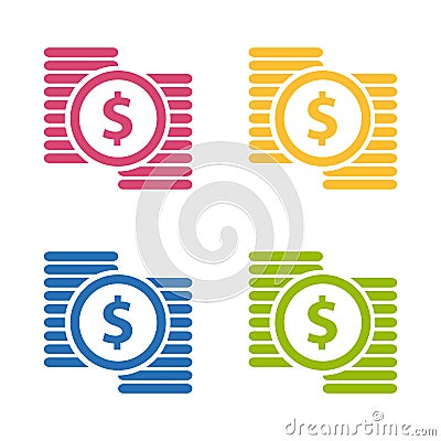 Dollar Money Concept Flat Icon - Colorful Vector Illustration- Isolated On White Stock Photo