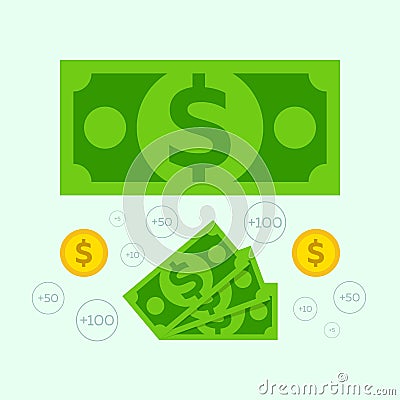 Dollar and money flat Vector Illustration