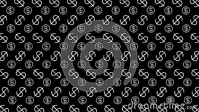 Dollar money sign pattern on black background, dollar sign wall art pattern, usd dollar currency symbol for wallpaper, dollar Vector Illustration