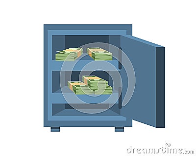 Dollar paper business finance money stack us banking edition and banknotes bills in safe wealth sign investment currency Vector Illustration