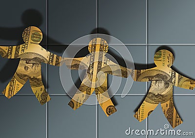 Dollar paper dolls Stock Photo