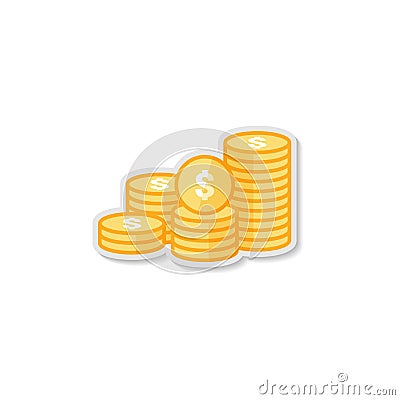 dollar pile coins icon. gold golden money stack for profit financing. business investment growth concept for info graphics, websit Vector Illustration