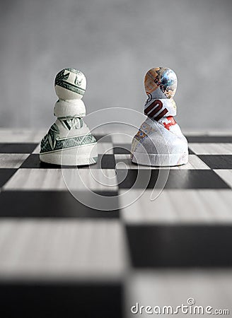 Dollar pound currency chess Editorial Stock Photo