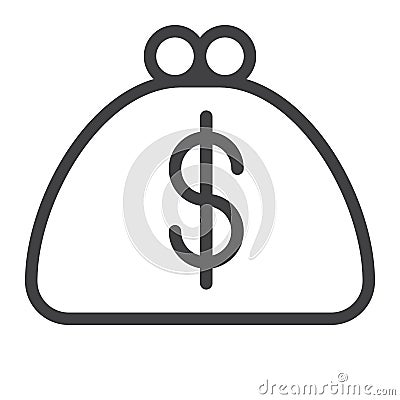 Dollar purse line icon Vector Illustration