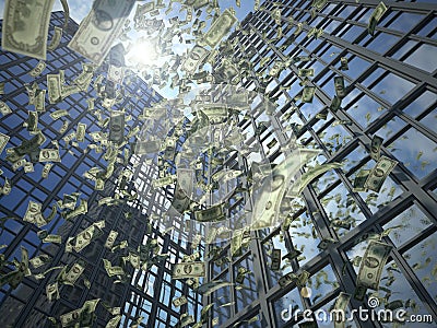 Dollar rain (value destruction) Stock Photo