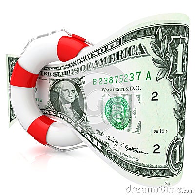 Dollar rescue concept. Stock Photo