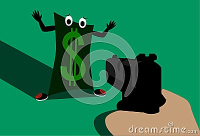 Dollar scared Stock Photo