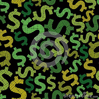 Dollar seamless background, economy and money theme vector seamless pattern. Vector Illustration