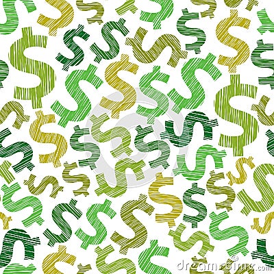 Dollar seamless background, economy and money theme vector seamless pattern. Vector Illustration