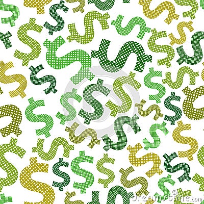 Dollar seamless pattern, economy and money theme vector background. Vector Illustration