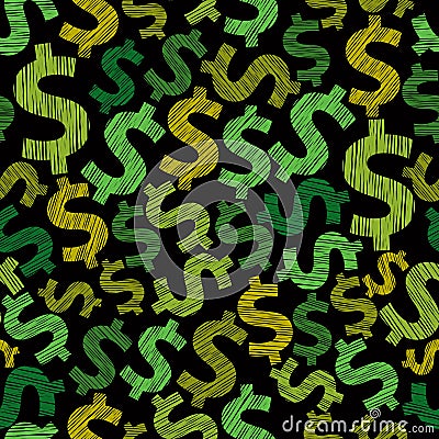 Dollar seamless pattern, economy and money theme vector background. Vector Illustration