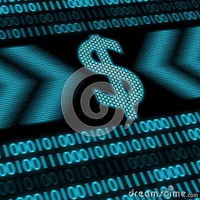 Dollar sign with binary codes on background Stock Photo