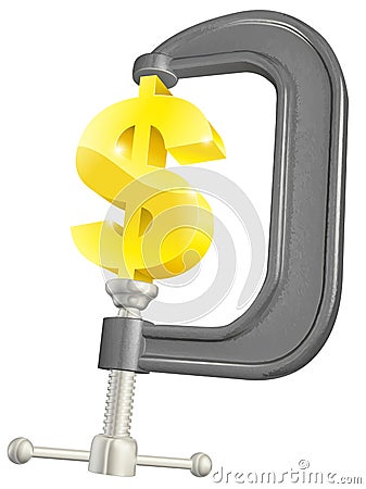 Dollar sign in clamp concept Vector Illustration