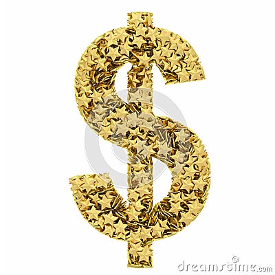 Dollar sign composed of golden Stock Photo