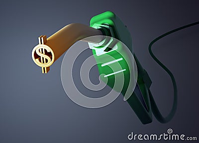 Dollar sign fuel nozzle Stock Photo