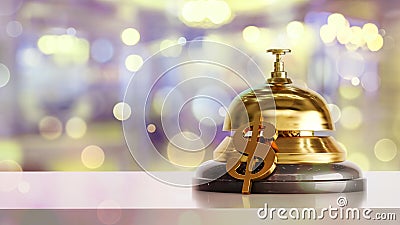 dollar sign and gold reception bell on a colored background, Stock Photo
