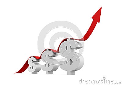 Dollar Sign With Growing Up Arrow Stock Photo