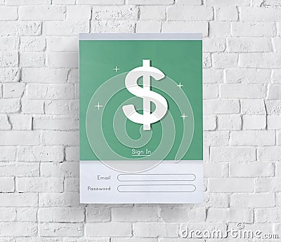 Dollar Sign Login Email Graphic Concept Stock Photo