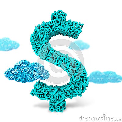 Dollar sign money shape, 3d characters big data, 3D rendering Stock Photo