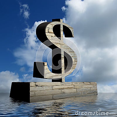 Dollar sign monument with optimistic outlook Stock Photo