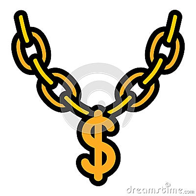 Dollar sign necklace icon, outline style Vector Illustration