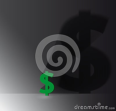 Dollar sign with shadow on the wall Vector Illustration