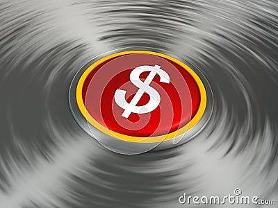 Dollar sign on a shiny red button Stock Photo