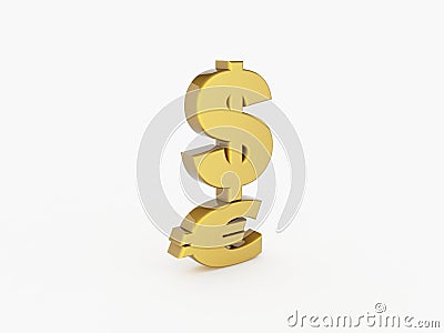 Dollar sign on top of euro Stock Photo