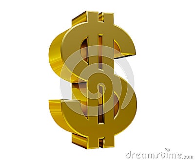 Savings isolated dollar sign white background buy gold currency financial economy pawn 3D illustration Cartoon Illustration