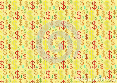 Dollar signs pattern in different colors Stock Photo