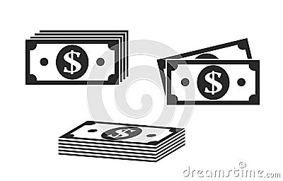 Dollar stack icon set. cash and money symbol Vector Illustration