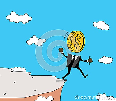Dollar stepping into the abyss Vector Illustration