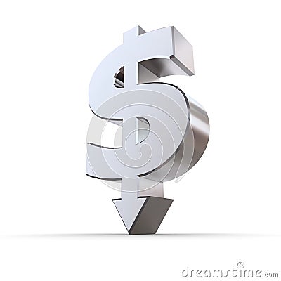 Dollar Symbol Arrow Down Stock Photo