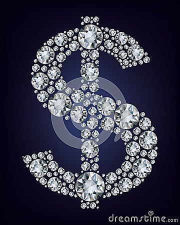 Dollar symbol in diamonds. Vector Illustration