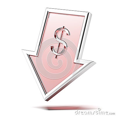 Dollar symbol with falling arrow Stock Photo