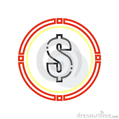 Dollar symbol icon vector sign and symbol isolated on white background, Dollar symbol logo concept Vector Illustration