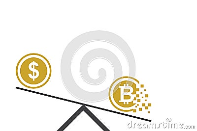 Dollar vs Bitcoin Flat design of business and financial concept Stock Photo