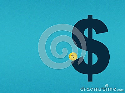 Dollar vs Rupee concept, currency exchange rate difference, rupee falling down illustration isolated on blue background Cartoon Illustration