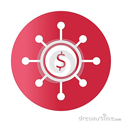 Dollar white glyph with color background vector icon which can easily modify or edit Vector Illustration