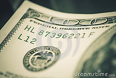 Dollars Banknote Serial Number Stock Photo