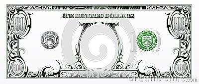 One hundred dollar bill. Cartoon money Vector Illustration